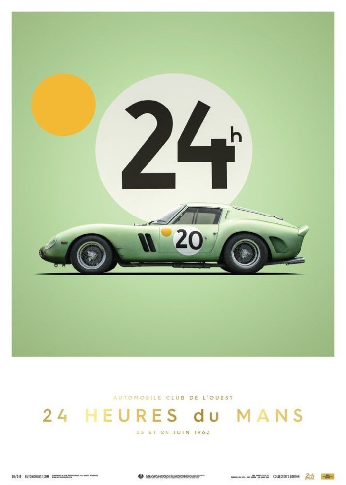 Poster - Ferrari 250 GTO - Green - 24h Le Mans - 1962 - Collectors Edition - Plakáty Collector´s Edition