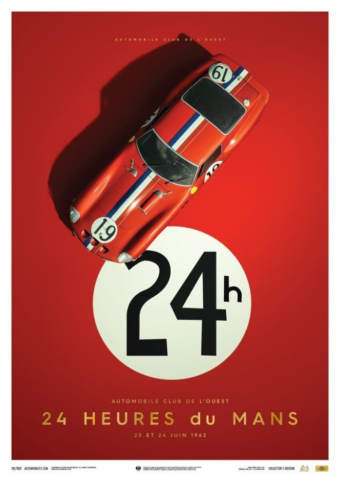Poster - Ferrari 250 GTO - Red - 24h Le Mans - 1962 - Collectors Edition - Plakáty Collector´s Edition