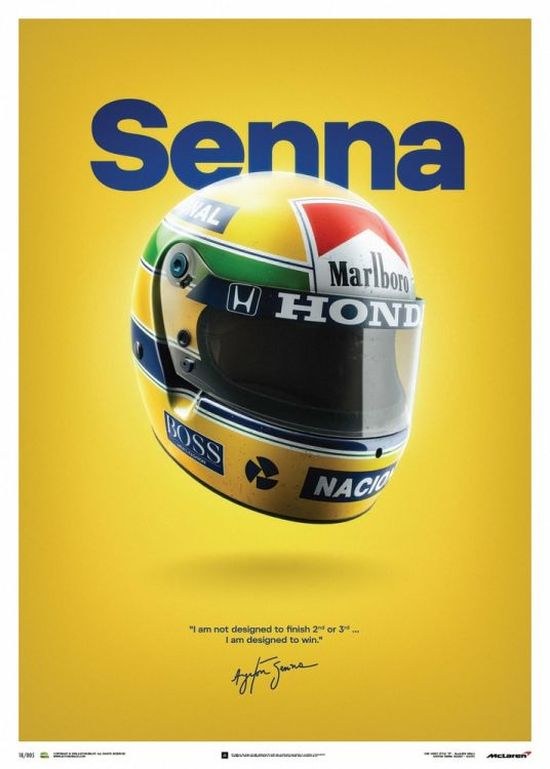 Poster - McLaren MP4/4 - Ayrton Senna - Helmet - San Marino GP - 1988 - Poster - Plakáty Unlimited Edition