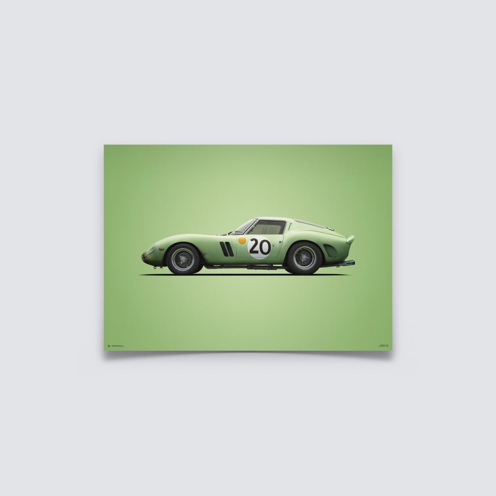 Automobilist Posters | Ferrari 250 GTO - Colours of Speed - 24 Hours of Le Mans - 1962 - Green | Unlimited Edition - Plakáty Unlimited Edition