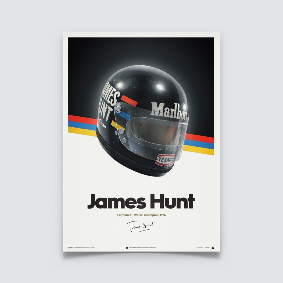 Automobilist James Hunt - Helmet - 1976 - Poster - Plakáty Unlimited Edition