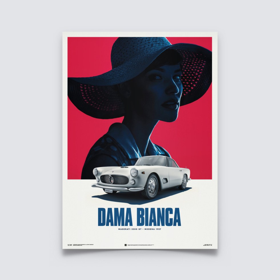 Automobilist Maserati 3500 GT - White - Dama Bianca - 1957 - Poster - Plakáty Unlimited Edition