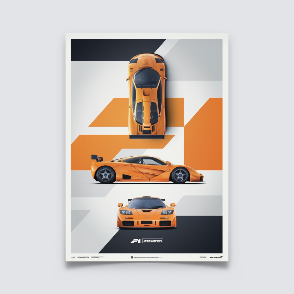 Automobilist Posters | McLaren F1 LM - Papaya Orange | Unlimited Edition - Plakáty Unlimited Edition