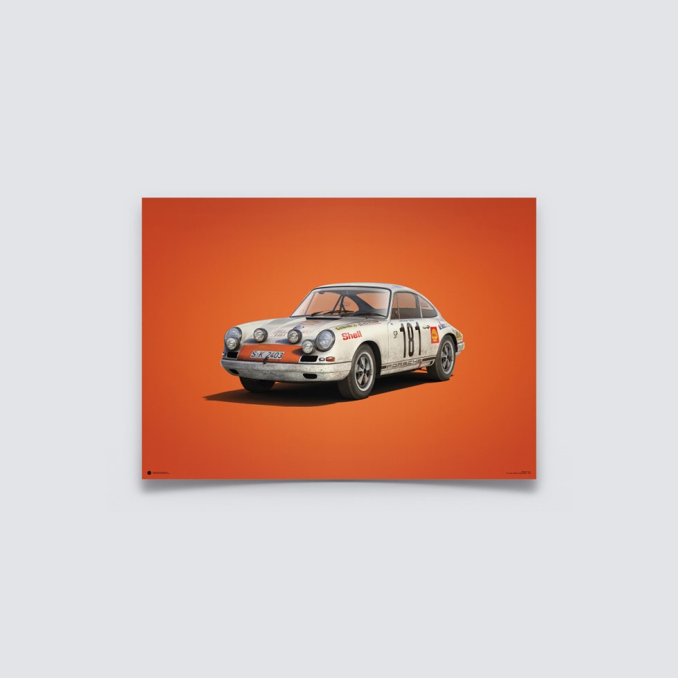 Porsche 911R - White - Tour de France - 1969 - Colors of Speed Poster - Plakáty Unlimited Edition