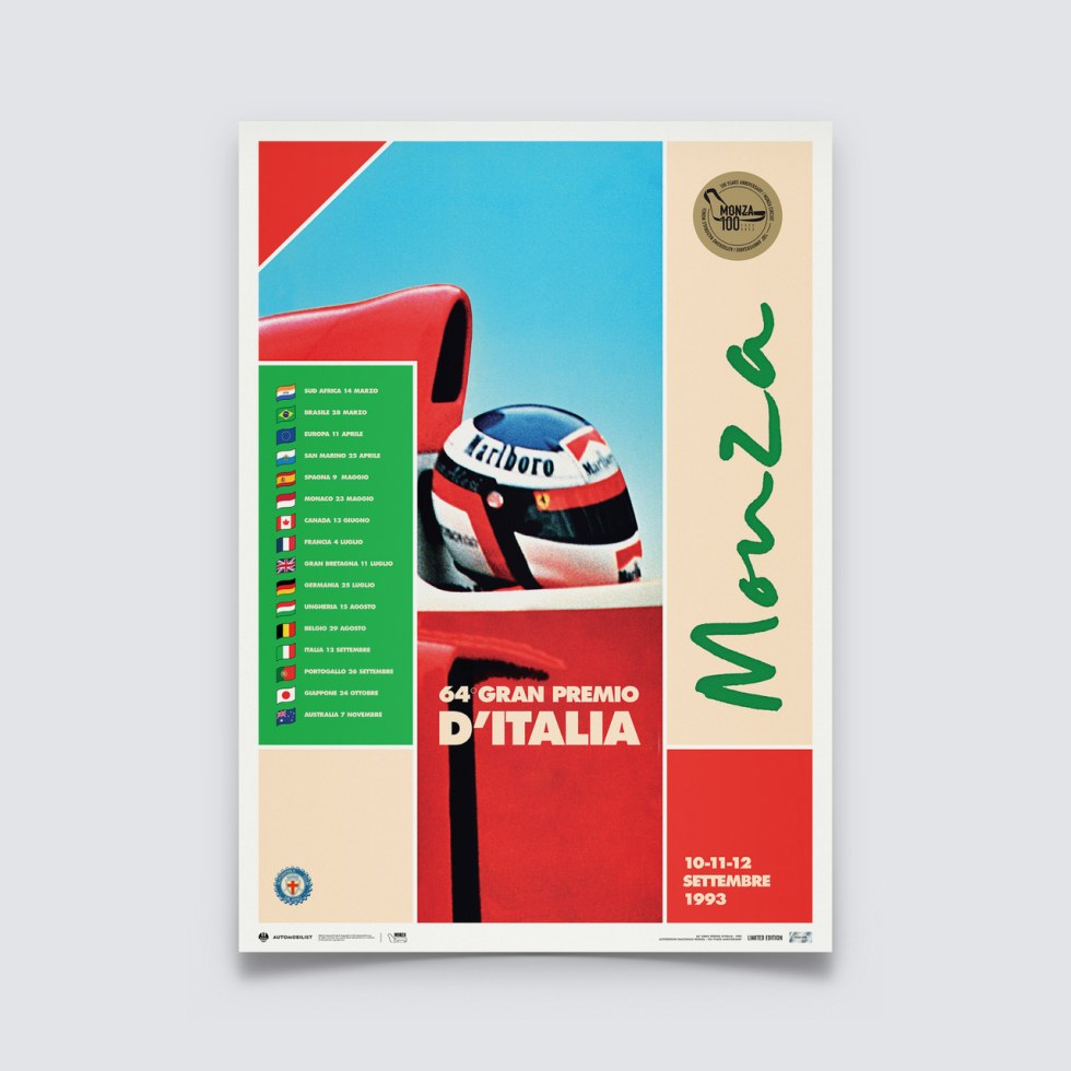 Automobilist Posters | Monza Circuit - 100 Years Anniversary - 1993 | Limited Edition - Plakáty Limited Edition