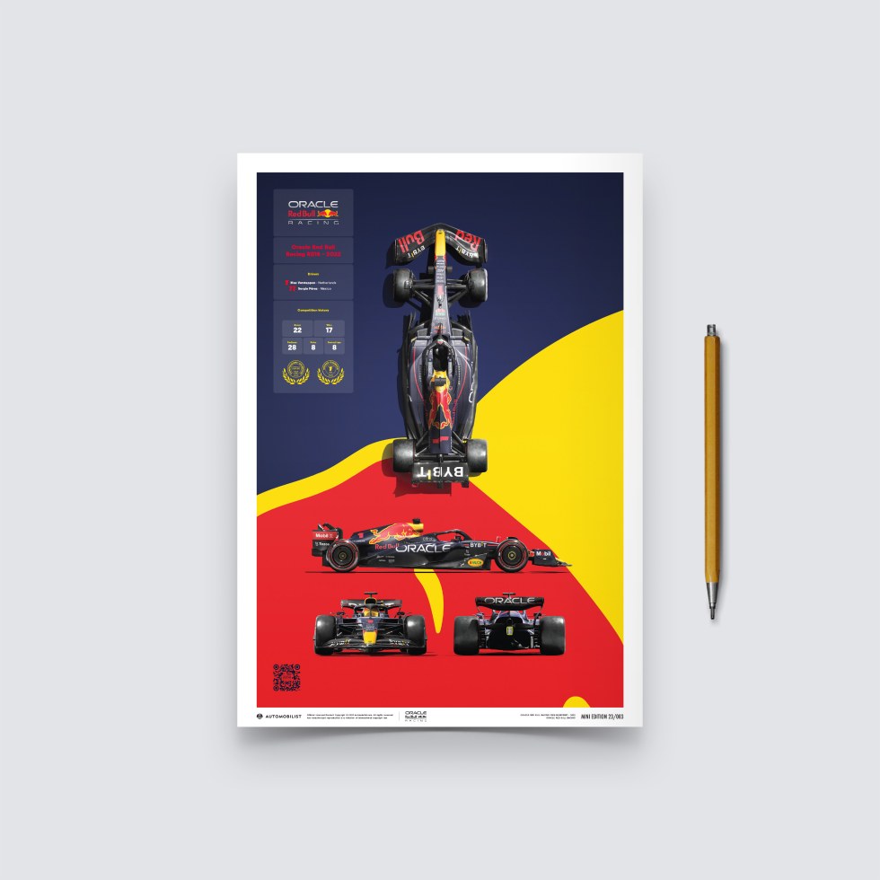 Automobilist Posters | Oracle Red Bull Racing - RB18 - Blueprint - 2022, Mini Edition, 21 x 30 cm - Plakáty Limited Edition