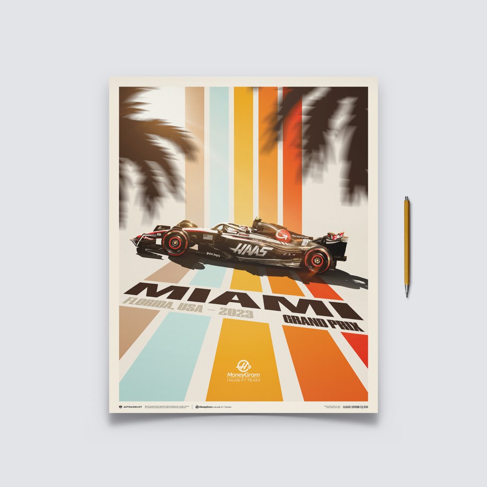 Automobilist Posters | Haas F1 Team - Miami - 2023, Classic Edition, 40 x 50 cm - Plakáty Limited Edition