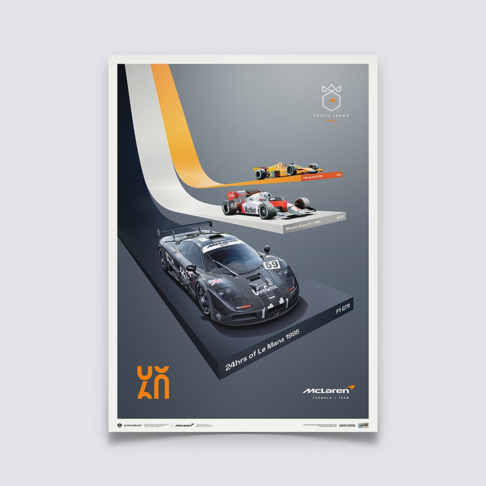 Automobilist Posters | McLaren Racing - The Triple Crown - 60th Anniversary, Limited Edition of 600, 50 x 70 cm - Plakáty Limited Edition