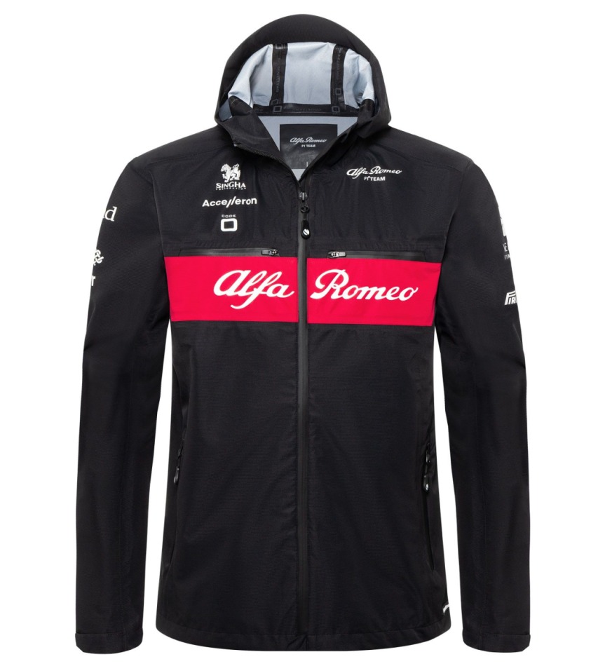 Alfa Romeo Racing pánská bunda s kapucí Rain official black F1 Team 2023