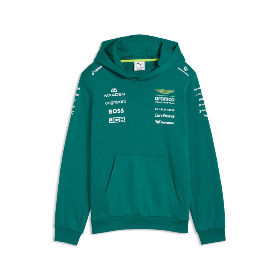 Aston Martin dětská mikina s&nbsp;kapucí green official Teamline Replica F1 Team 2026 - Aston Martin dětské oblečení
