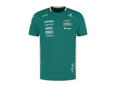 Aston Martin pánské tričko Alonso official Teamline Replica green F1 Team 2025