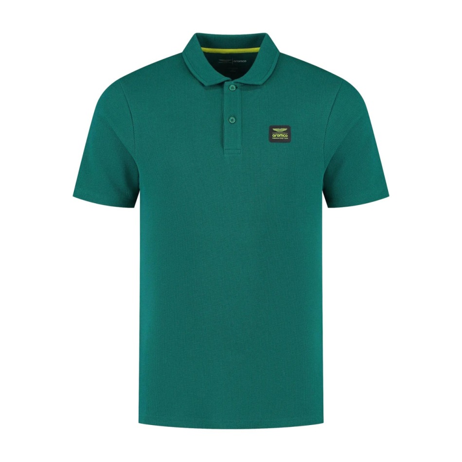 Aston Martin pánské polo tričko Tech Waffle green F1 Team 2025 - Aston Martin trička, polo trička, košile