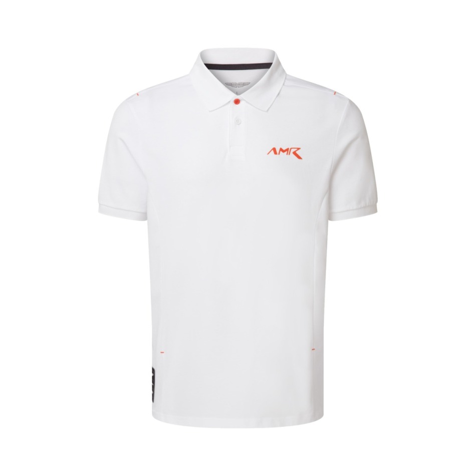 Aston Martin pánské polo tričko AMR Logo white 2026 - Aston Martin trička, polo trička, košile