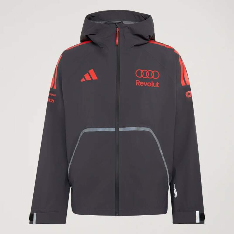 Audi F1 pánská bunda s&nbsp;kapucí Mechanics Rain grey F1 Team 2026 - Audi mikiny, bundy