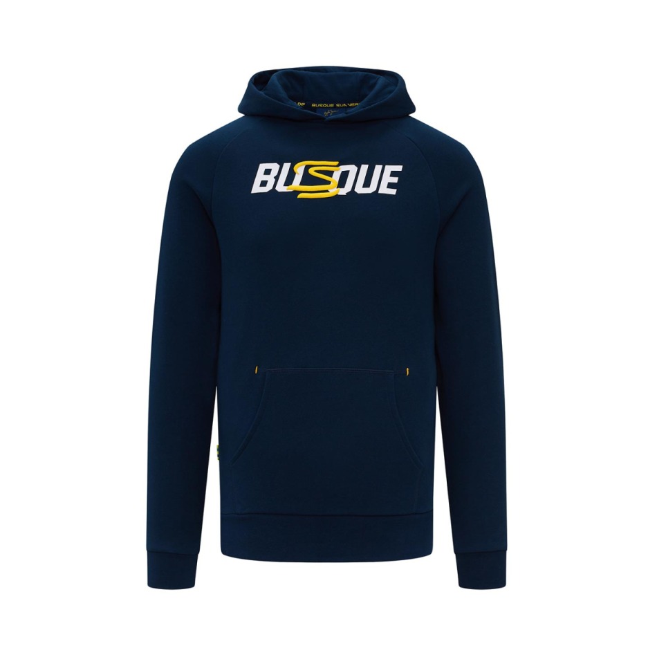 Ayrton Senna pánská mikina s&nbsp;kapucí Busque blue 2023 - Ayrton Senna mikiny, Bundy