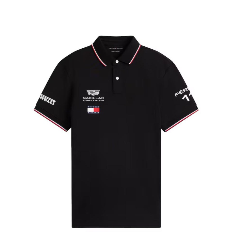 Cadillac F1 Team Cadillac Tommy Hilfiger F1 2026 týmové unisex polotričko Sergio Peréz - černé - Cadillac F1 Team pánská trička