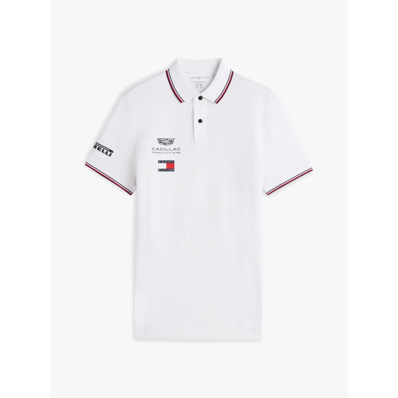Cadillac F1 Team Cadillac F1 2026 x Tommy Hilfiger pánské týmové polo tričko - bílé - Cadillac F1 Team pánská trička