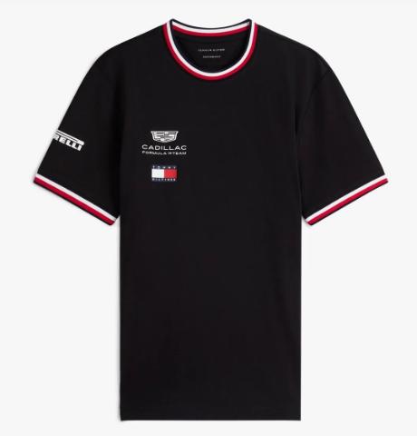 Cadillac F1 Team Cadillac F1 2026 pánské týmové tričko Tommy Hilfiger černé - Cadillac F1 Team pánská trička