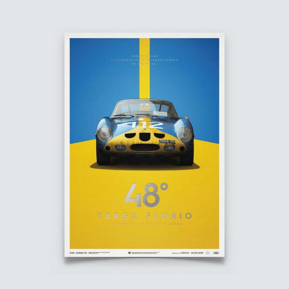 Automobilist Posters | Ferrari 250 GTO - Targa Florio - 1964 - Blue | Collector´s Edition