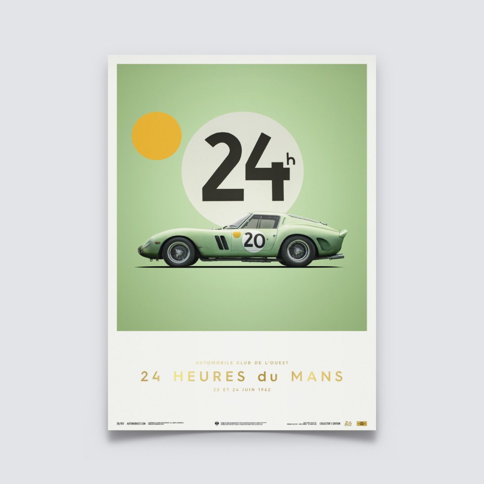 Automobilist Posters | Ferrari 250 GTO - Green - 24h Le Mans - 1962 - Collector´s Edition - Plakáty Collector´s Edition
