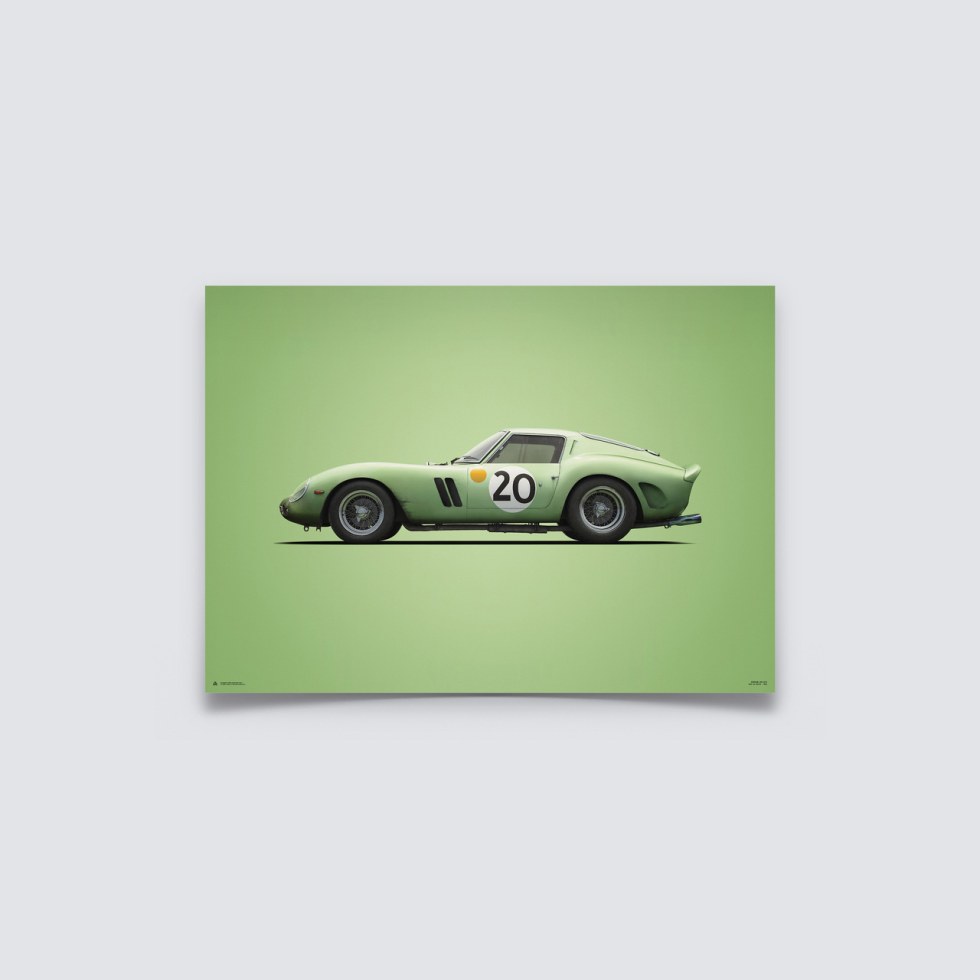 Automobilist Posters | Ferrari 250 GTO - Colours of Speed - 24 Hours of Le Mans - 1962 - Green | Unlimited Edition