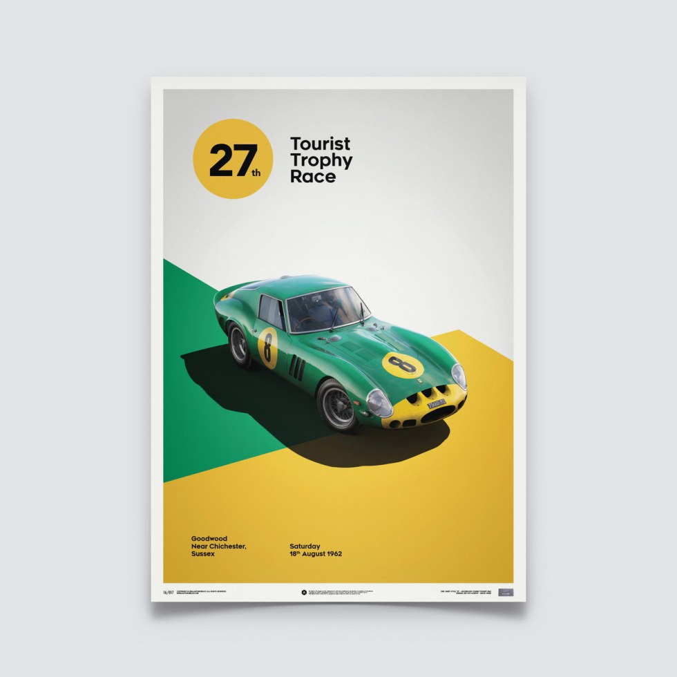 Automobilist Posters | Ferrari 250 GTO - Goodwood TT - 1962 - Green | Limited Edition - Plakáty Limited Edition