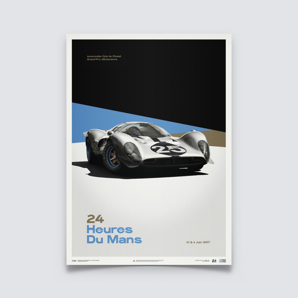 Automobilist Posters | Ferrari 412P - White - 24 hours of Le Mans - 1967 | Limited Edition - Plakáty Limited Edition