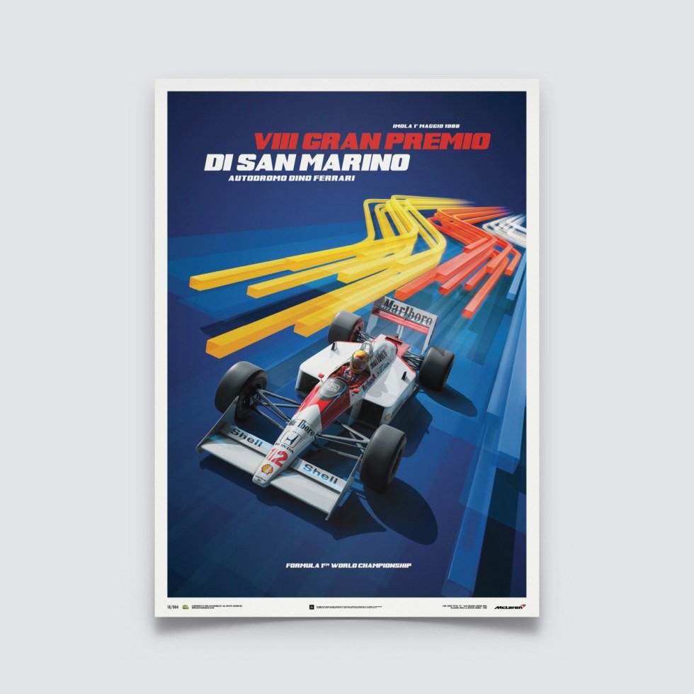 McLaren MP4/4 - Ayrton Senna - Blue - San Marino GP - 1988 - Poster - Plakáty Unlimited Edition