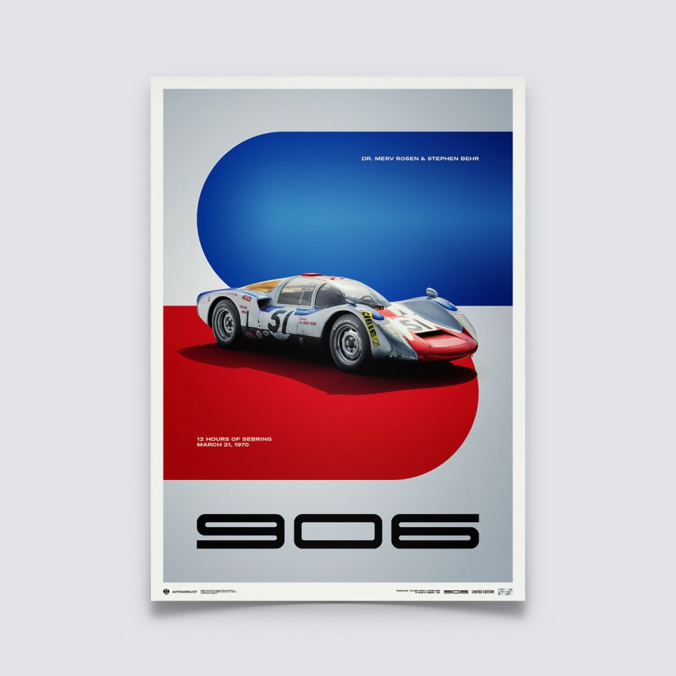 PORSCHE 906 - 12 HOURS OF SEBRING - 1970 | LIMITED EDITION - Plakáty Limited Edition