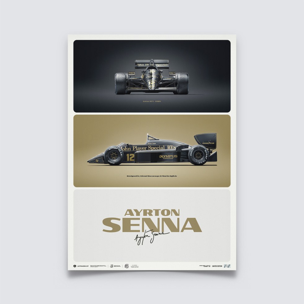 Automobilist Posters | Lotus 97T - Ayrton Senna - The First Win - Estoril - 1985 | Limited Edition - Plakáty Limited Edition