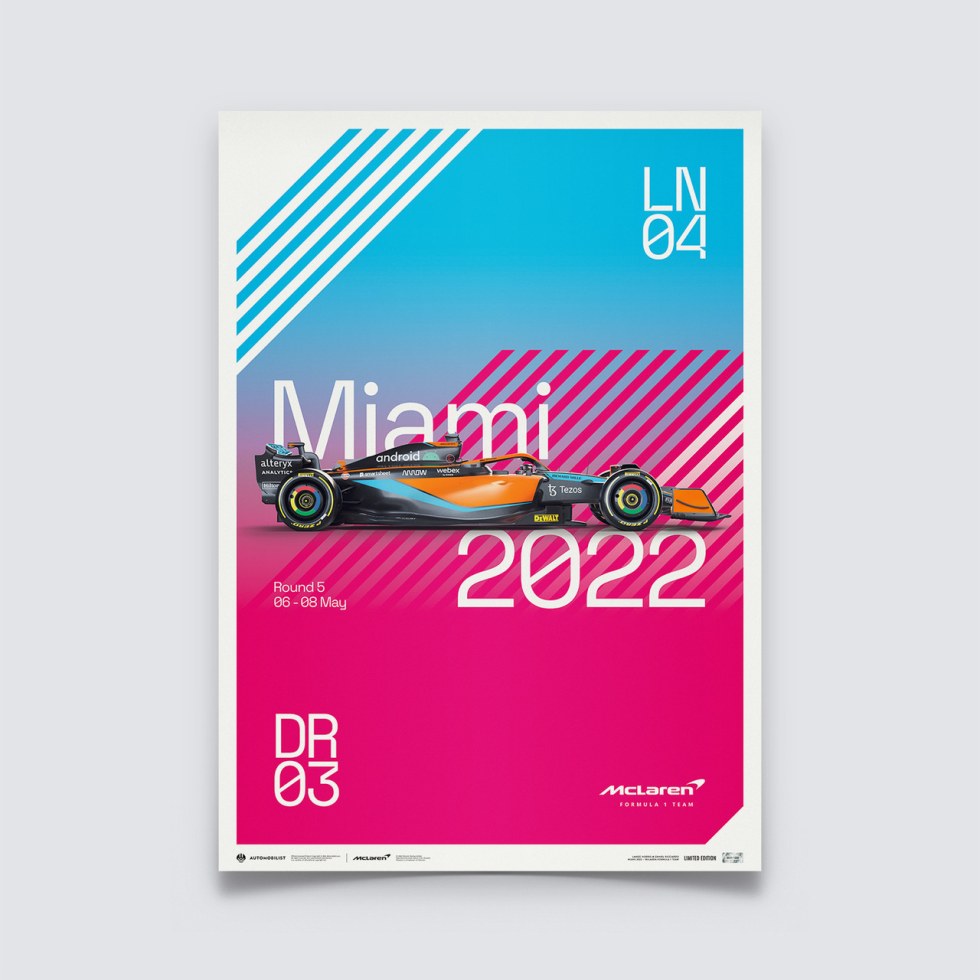 Automobilist Posters | McLaren Formula 1 Team - Miami 2022 | Limited Edition - Plakáty Limited Edition