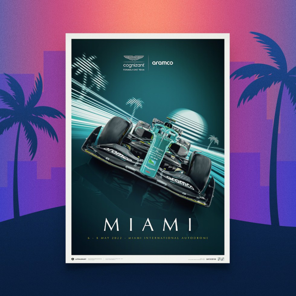 Automobilist Posters | Aston Martin Aramco Cognizant Formula 1 Team - Miami - 2022 | Limited Edition - Plakáty Limited Edition