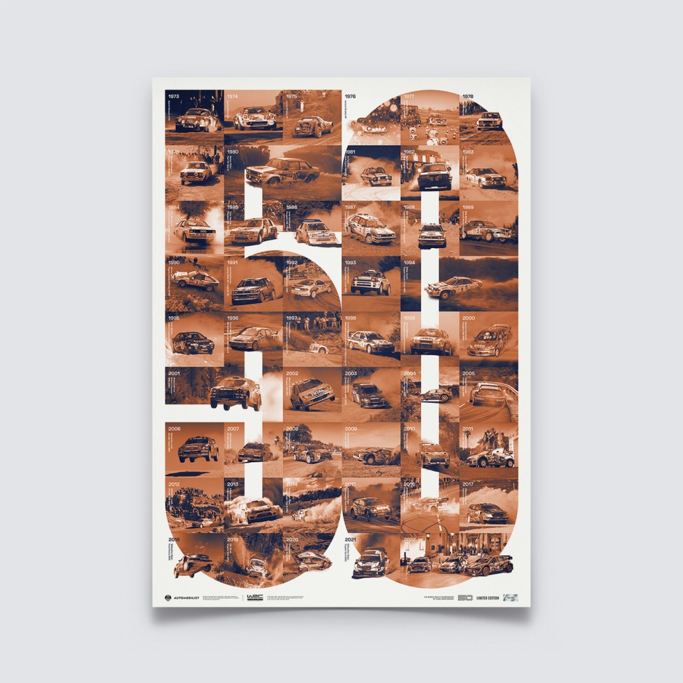 Automobilist Posters | FIA World Rally Championship - 50th Anniversary - 2022 | Limited Edition - Plakáty Limited Edition