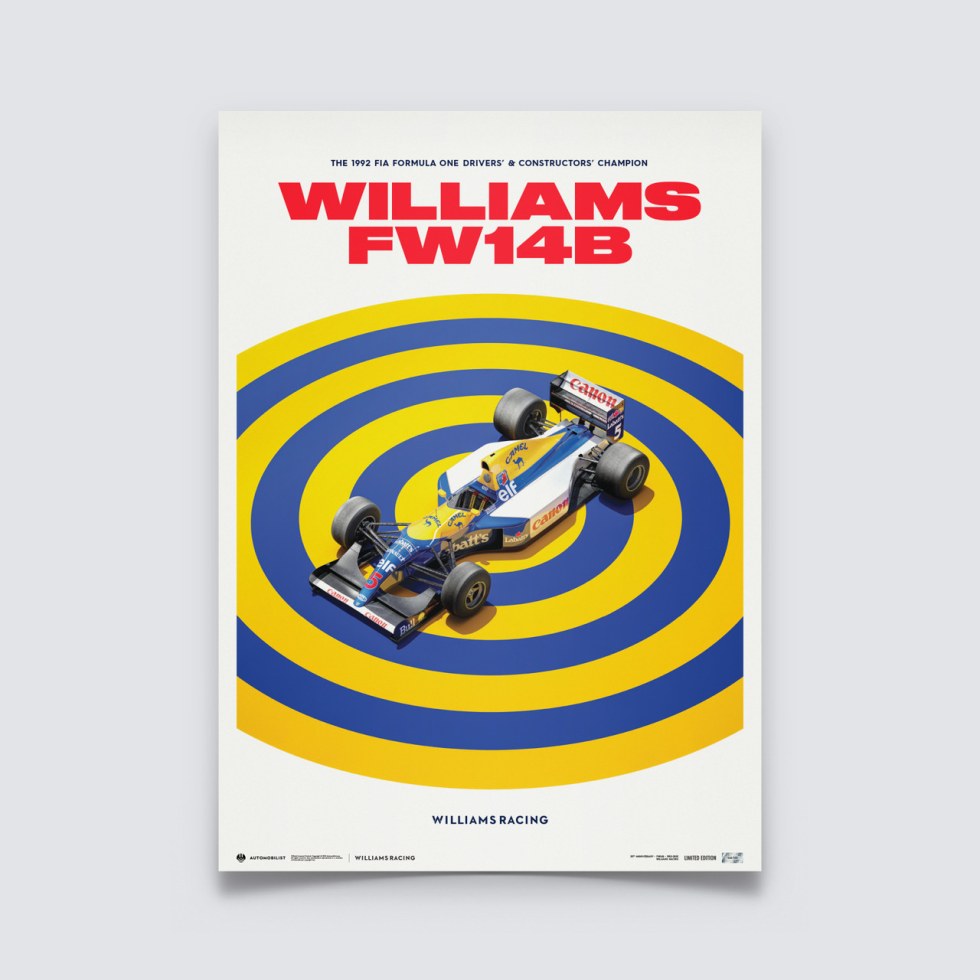 Automobilist Posters | Williams Racing - FW14B - F1® World Drivers´ & Constructors´ Champion - 1992 | Limited Edition