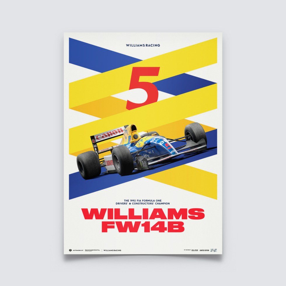 Automobilist Posters | Williams Racing - Red Five - F1® World Drivers´ & Constructors´ Champion - 1992 | Limited Edition