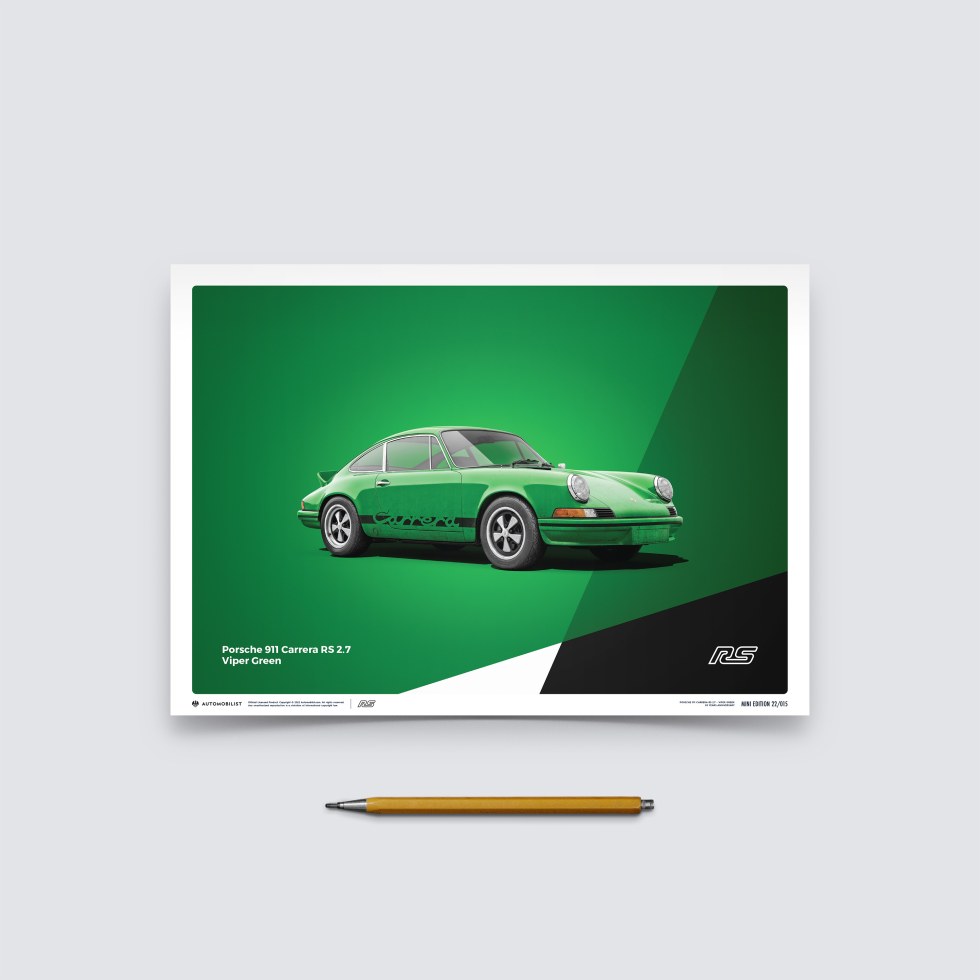 Automobilist Posters | Porsche 911 RS - 1973 - Green, Mini Edition, 21 x 30 cm - Plakáty Limited Edition