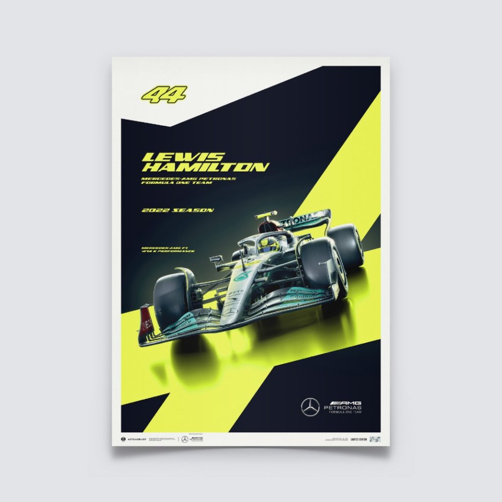 Automobilist Posters | Mercedes-AMG Petronas F1 Team - Lewis Hamilton - 2022, Limited Edition of 200, 50 x 70 cm