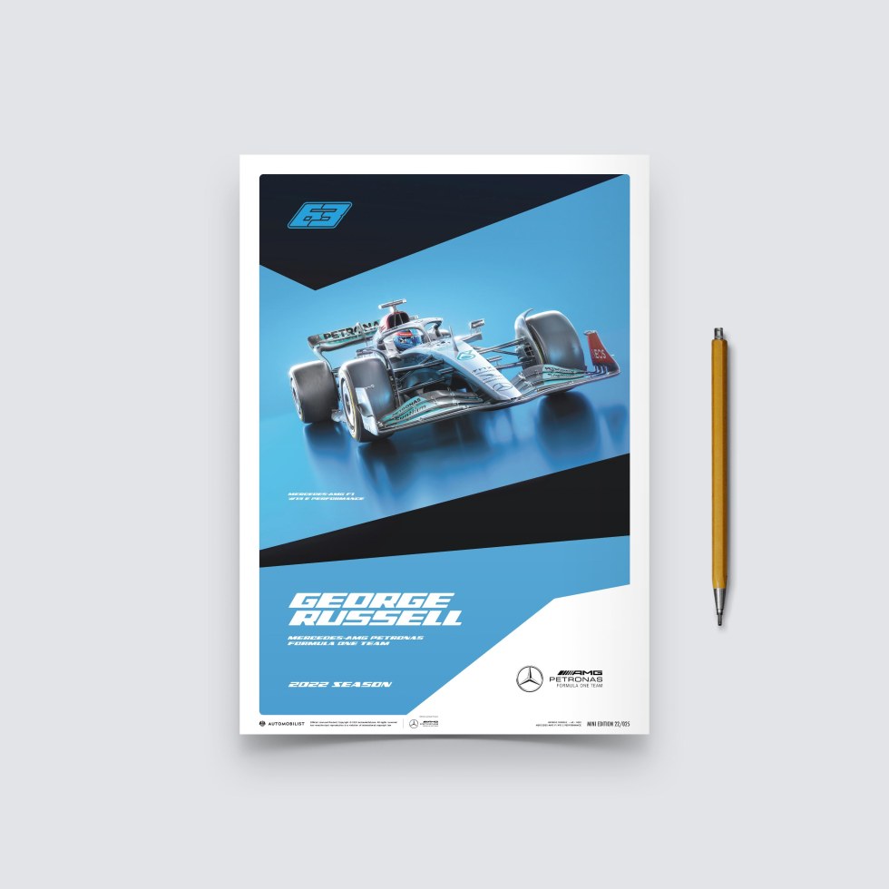 Automobilist Posters | Mercedes-AMG Petronas F1 Team - George Russell - 2022, Mini Edition, 21 x 30 cm
