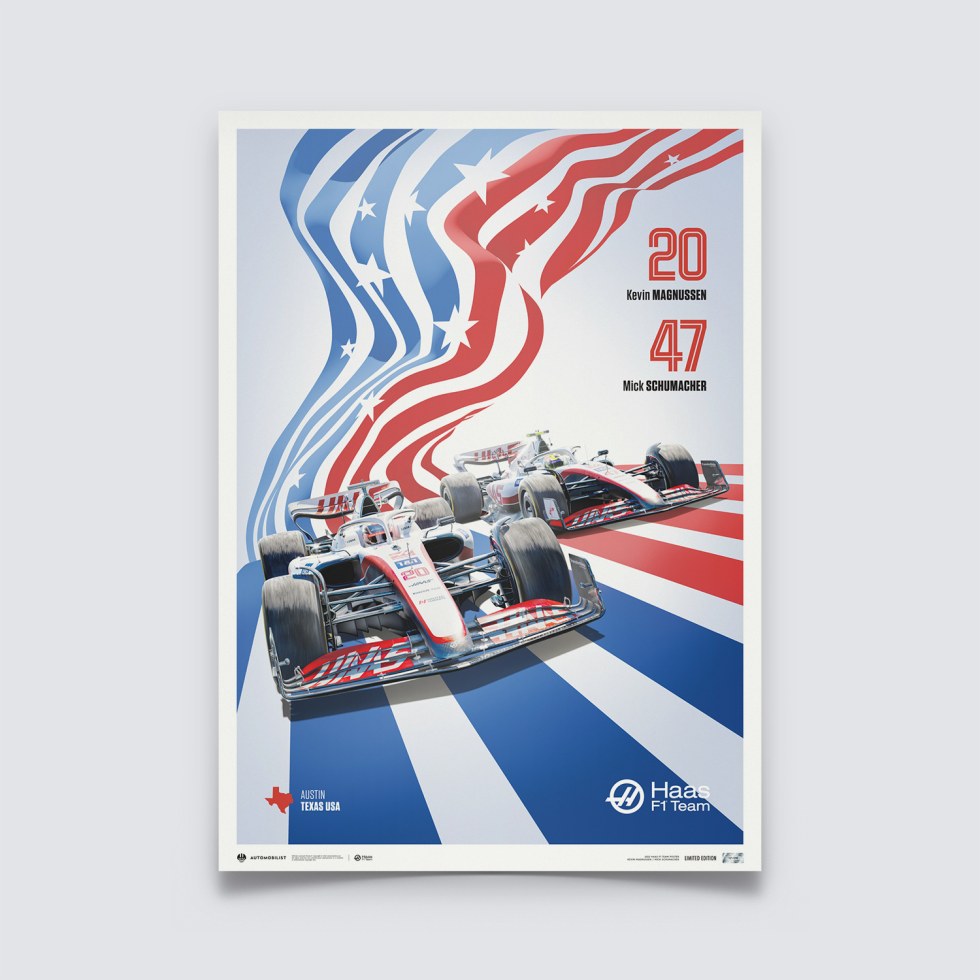 Automobilist Posters | Haas F1 Team - United States Grand Prix - 2022, Limited Edition of 500, 50 x 70 cm - Plakáty Limited Edition