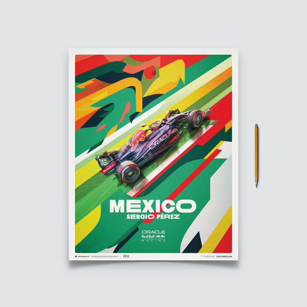 Automobilist Posters | Oracle Red Bull Racing - Sergio Pérez - Mexican Grand Prix - 2022, Classic Edition, 40 x 50 cm - Plakáty Limited Edition