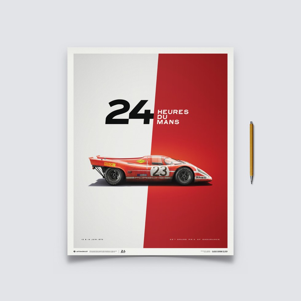 Automobilist Posters | Porsche 917 - Salzburg - 24 Hours of Le Mans - 1970, Classic Edition, 40 x 50 cm - Plakáty Limited Edition