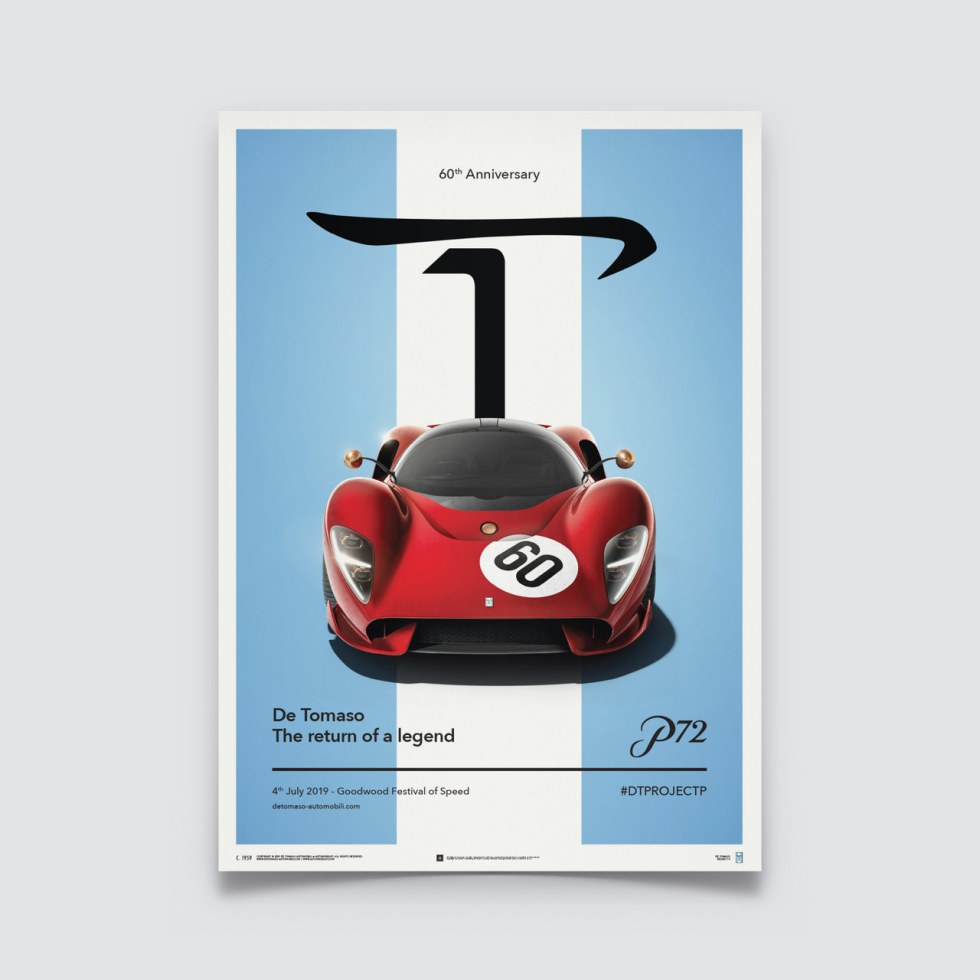 Automobilist Posters | De Tomaso Project P - Front view - 2019 | Unlimited Edition - Plakáty