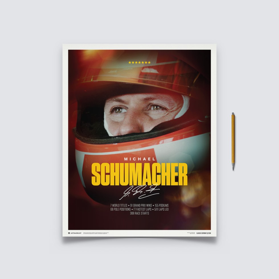 Automobilist Posters | Michael Schumacher - Keep Fighting - 2023, Classic Edition, 40 x 50 cm - Plakáty Limited Edition
