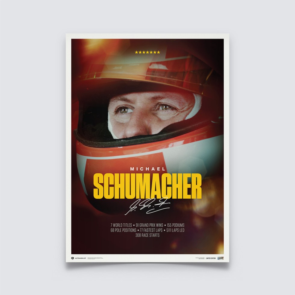 Automobilist Posters | Michael Schumacher - Keep Fighting - 2023, Limited Edition of 200, 50 x 70 cm - Plakáty Limited Edition