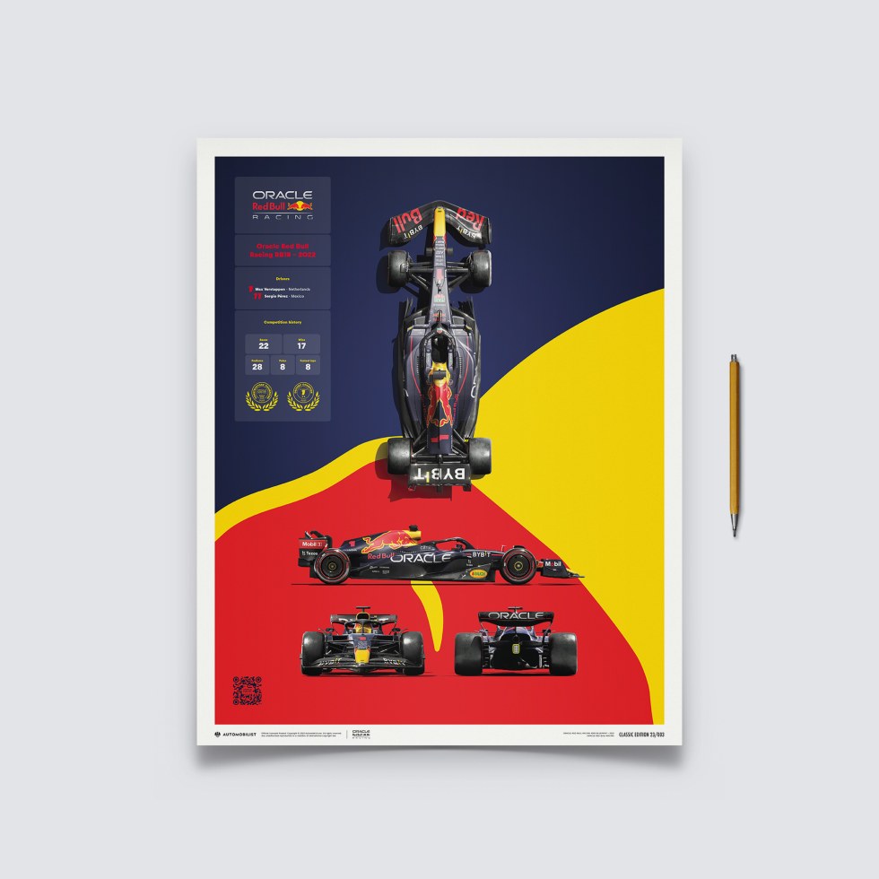 Automobilist Posters | Oracle Red Bull Racing - RB18 - Blueprint - 2022, Classic Edition, 40 x 50 cm