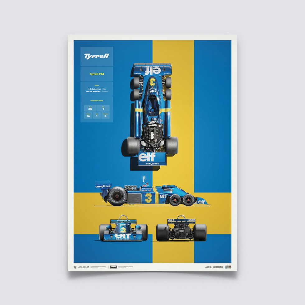 Automobilist Posters | Tyrrell - P34 - Blueprint - 1976, Limited Edition of 200, 50 x 70 cm