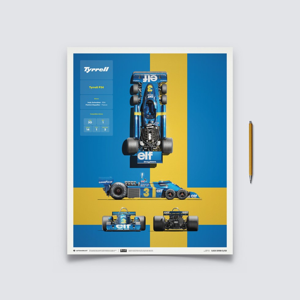 Automobilist Posters | Tyrrell - P34 - Blueprint - 1976, Classic Edition, 40 x 50 cm - Plakáty Limited Edition