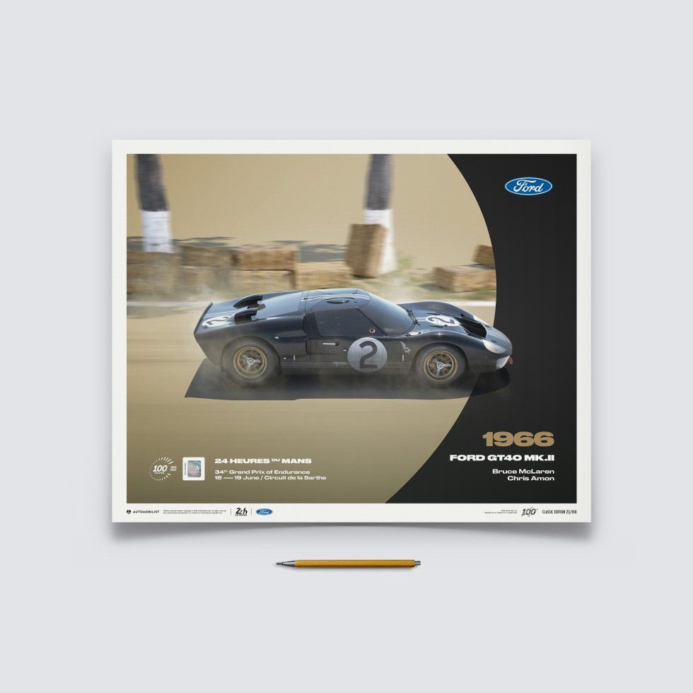 Automobilist Posters | Ford GT40 Mk.II - 24h Le Mans - 100th Anniversary - 1966, Classic Edition, 40 x 50 cm - Plakáty Limited Edition