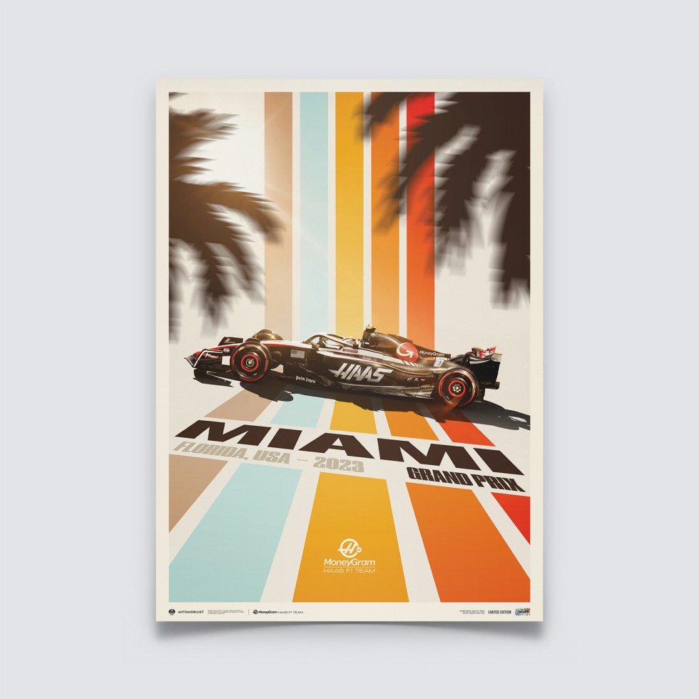 Automobilist Posters | Haas F1 Team - Miami - 2023, Limited Edition of 200, 50 x 70 cm - Plakáty Limited Edition