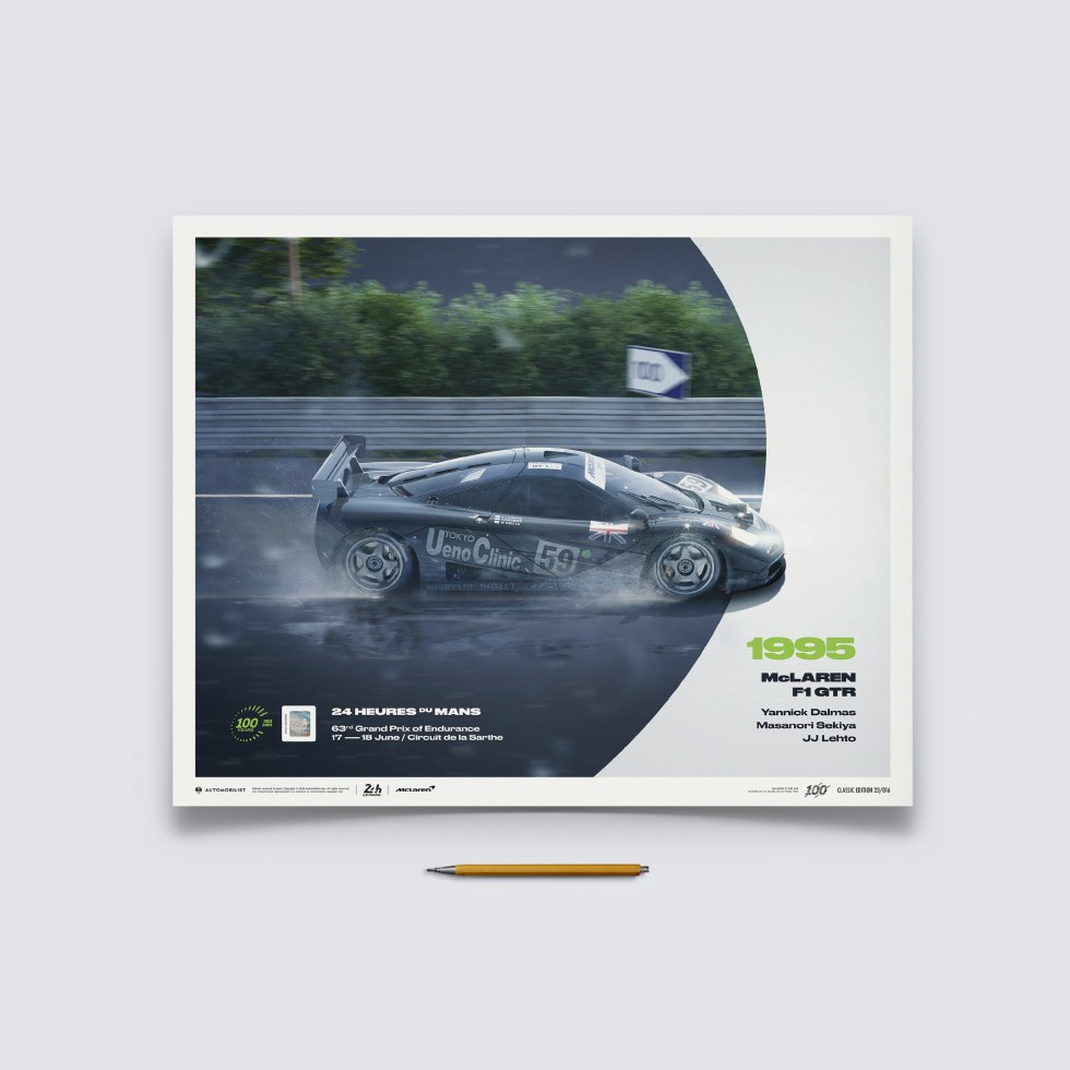 Automobilist Posters | McLaren F1 GTR - 24h Le Mans - 100th Anniversary - 1995, Classic Edition, 40 x 50 cm